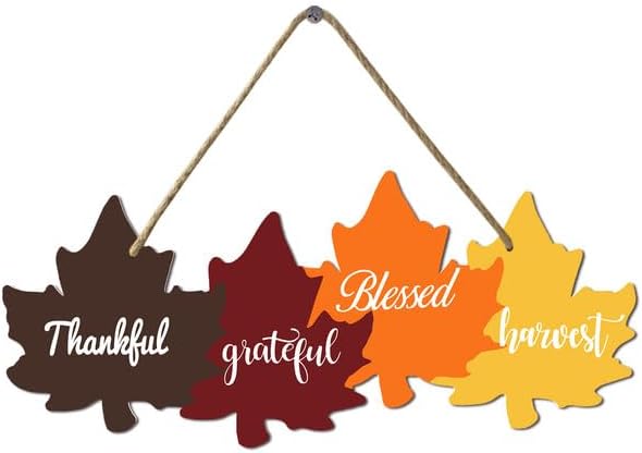 KPSheng Letreros de madera con diseño de hojas de arce de otoño, decoración de madera para la cosecha de otoño, granja, casa, oficina, pared, 11.6 x