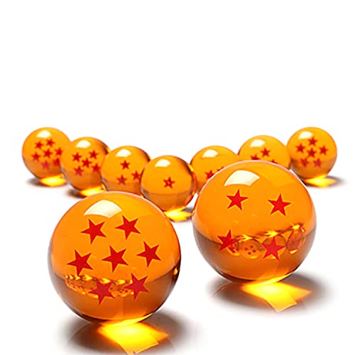 PLAYOLY Dragonball New Z Stars Crystal Glass Ball 7pcs with Box, Large 76MM in Diameter
