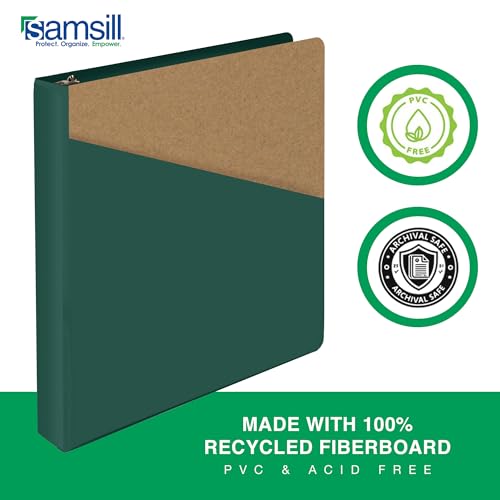 Image of Samsill Durable 1 Inch Binder, D Ring Binder, Customizable Clear View Cover, Forest Green, Holds 225 Pages