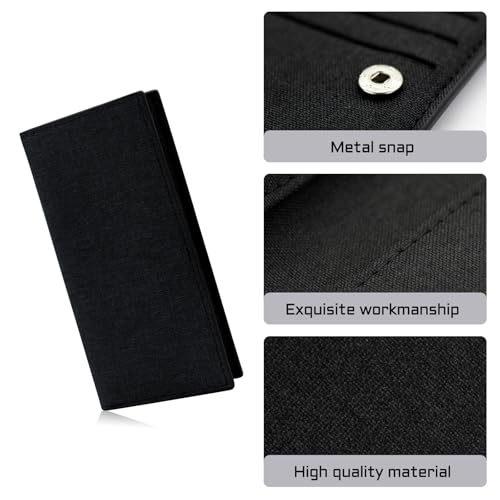 Canvas Long Wallet for Men, Credit Card Wallet for Men Ultra Thin and Lightweight Card Holder Wallet with Multi Slot and ID Window for Cards, Checkbooks (Black)3