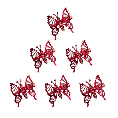Barrettes cheveux papillon mobiles pinces anti-glisse métal doré lot de 6