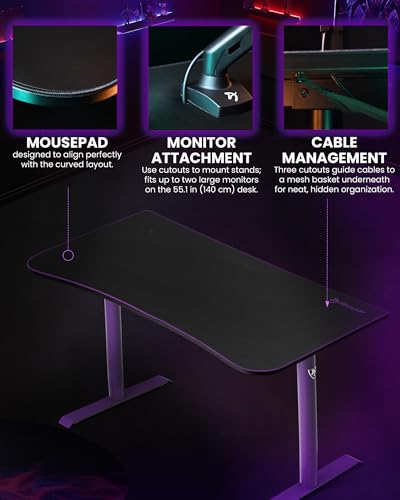 Image of Arozzi Arena Medium Gaming Desk Purple
