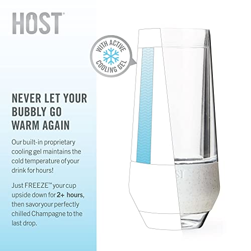 Host Champagne Freeze Double-Walled Stemless Wine Glasses Freezer Cooling Cups With Active Cooling Gel And Insulated Silicone Grip, 9 Oz Plastic Tumblers, Set Of 4, Glitter #TOP2