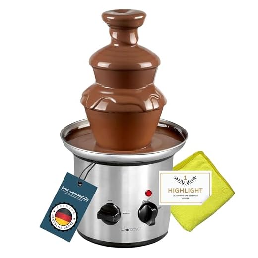 Chokladfontän stor rostfritt stål elektrisk – chokladfontän för hemmet choklad 500 g – släta kaskader för frukt och bakverk – chokladfondufondue fontän djup uppsamlingsskål