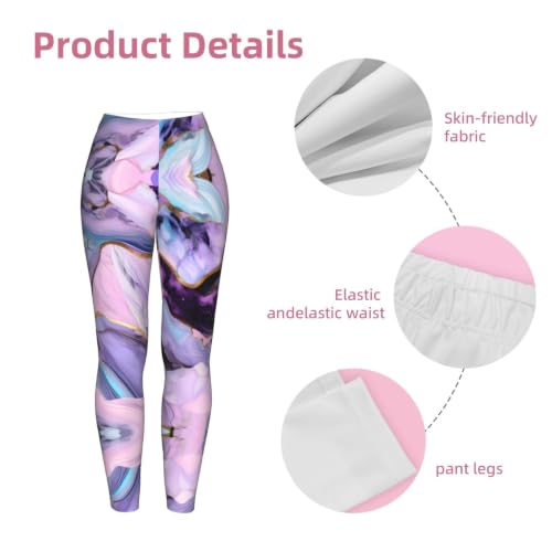 Leggings de compresión suaves con estampado de mármol multicolor de mujer 6