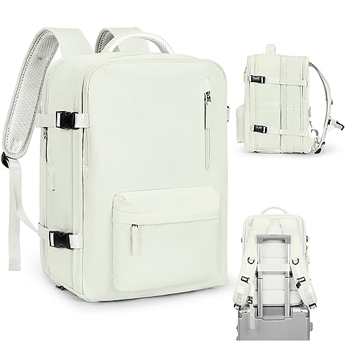VGCUB Grand sac à dos de voyage pour homme et femme - Approuvé par les compagnies aériennes - Sac à dos de sport étanche pour ordinateur portable, blanc, X-Large, Extensible