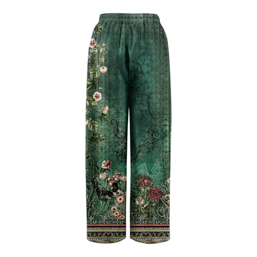 HXHYQKP Wide Leg Pants for Women Summer Beach Palazzo Pants High Elastic Waist Drawstring Trouser with Pockets3