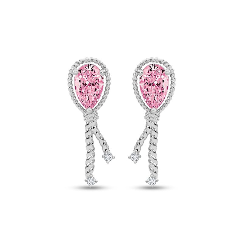 Image of CLARA 925 Sterling Silver Stud Earrings | Platinum Plated | Daily Wear |Gift for Women and Girls