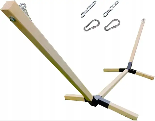 Support Hamac Bois Stable, Charge Max 250 kg, Universel, Bois Équarri 65 mm