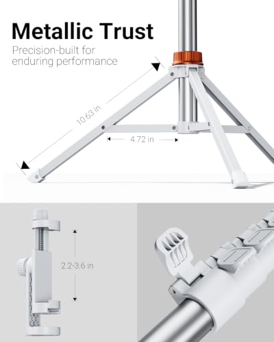 Image of VIMOSE 66 inch Phone Tripod, Tripod for iPhone with Remote & Phone Stand, Extendable Cell Phone Tripod for Video Recording, Ultimate Tripod & Monopod Accessories for iPhone /Android, Monza White