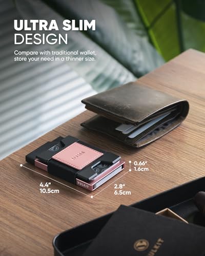 VULKIT Minimalist Pop Up Wallet RFID Blocking Aluminum Credit Card Holder with Expandable Backplate, Holds 12 Cards and Cash for Men and Women Rose4