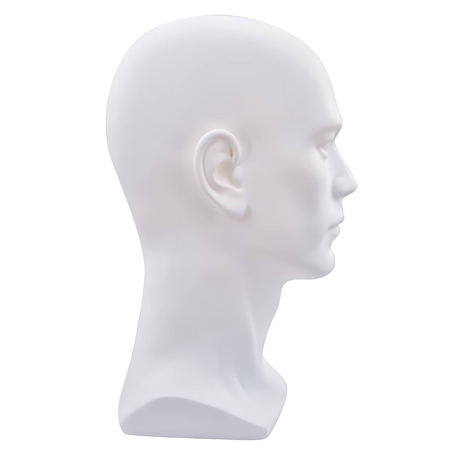 PVC Männlich Schaufensterpuppe Perückenkopf mit Schulterbüste Männchen Puppenkopf für Display Haar Hut Maske Sonnenbrille Perücke Schmuck(Off-White)