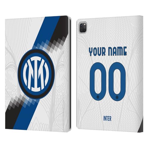 Head Case Designs Officially Licensed Custom Customized Personalized Inter Milan Away 2023/24 Kit Leather Book Wallet Case Cover Compatible with Apple iPad Pro 13 M4 2024