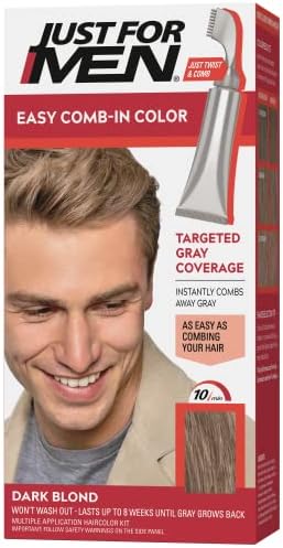 Just For Men Easy Comb-In Color Mens Hair Dye, Easy No Mix Application with Comb Applicator - Dark Blond, A-15, Pack of 1