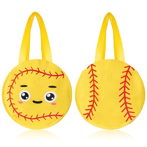 H1vojoxo 24PCS Softball Gift Bags with Handle, Softball Goodie Bags for Team Girls, Reusable Non Woven Sport Snack Bag for Girls Sport Theme Gift Bag for Team Girl Birthday Party Decorations Supplies