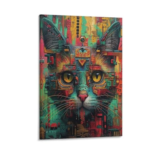 Décoration murale peinture sur toile chat tableau imprimé maison 30x45