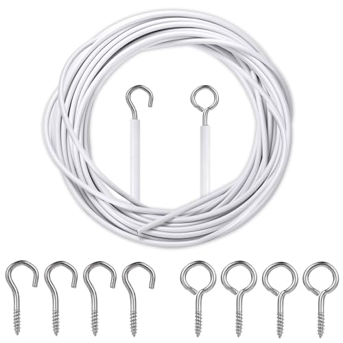 Welidoyaa Net Curtain Wire and Hooks Set 4M Curtain wire and includes 8 Eyes & 8 Hooks