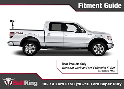 Bull Ring Ford Flush Fit Retractable Truck Bed Tie Down Anchors (Rear Only) For '98-'14 Ford F150, 98-’16 Ford Super Duty (2 Pairs) #TOP5
