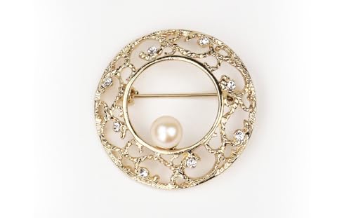 パール ブローチ ゴールドサークル 7.5-8.0mm 真珠 アクセサリー (860)