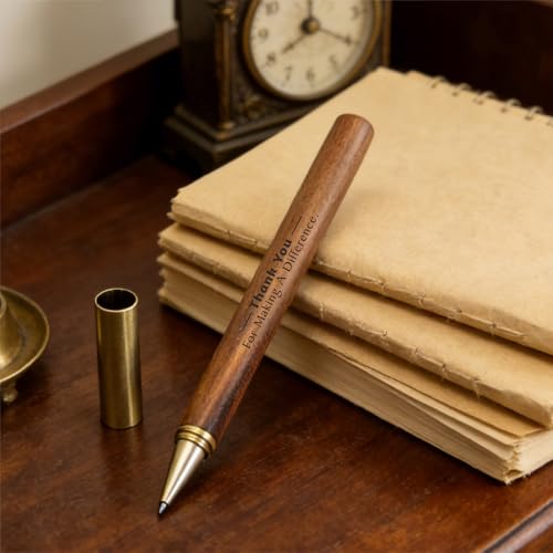 Set de bolígrafo gel de madera grabado para mentor miniatura 4