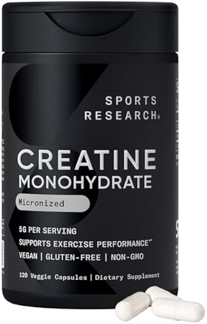 Sports Research® Creatine Monohydrate Capsules 5g, 120 Count
