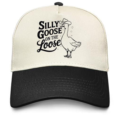 Image of Funny Goose Hat Silly Goose On The Loose Trucker Hat Women Vintage Mesh Cap for Summer