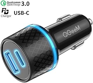 USB C PD Car Charger,QGeeM 36W 2 Port Fast Car Charger with Power