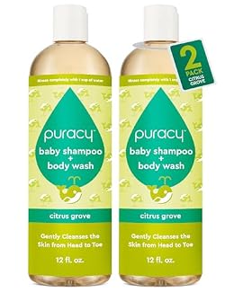 Puracy Shampoo & Body Wash for Children - Perfect Skin, Pure Ingredients with 12 Fruit & Vegetable Extracts for Silky Smooth Skin, Gentle Citrus Grove Aromas, 98.8% from Mother Nature, 12 Fl Oz (2-Pk)