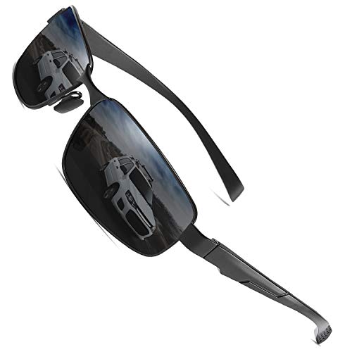 AORON Polarisierte Sonnenbrille Herren Outdoor Sportbrille CE UV-Schutz Fahrbrille Polarisiert Brille mit Federscharnier für (Schwarz) Cover