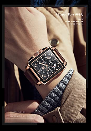 Image of OLEVS Square Watches for Men Chronograph Fashion Business Watch Luminous Waterproof Casual Wrist Watches