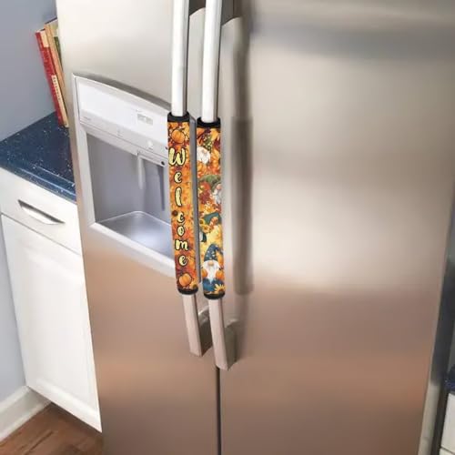 Image of 6 Piece Refrigerator Handle Covers Maple Leaf Fridge Handle Covers Washable Appliance Handles Cover for Fridge Microwave Stove Dishwasher Fall Decor for Kitchen