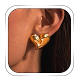 Bemous Pendientes de oro con forma de corazón irregular, aretes de amor trenzados, joyería para mujer