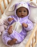 Aori Black Baby Dolls Realistic,17-inch Lifelike Soft Body Baby Girl that Look Real with Feeding Kit Included, Ideal Gift for Kids, Birthday, Pretend Play