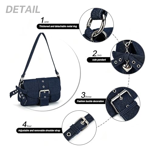 Image of Denim Crossbody Bags for Women,Blue Jean Hobo Shoulder Bag,Denim Messenger Bag