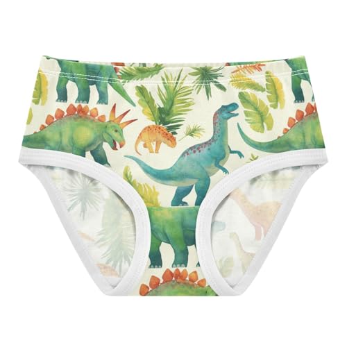 Wusikd Watercolor Dinosaurs Girls' Underwear Cotton Palm Leave Trees Girls Briefs Soft Toddler Underwear 2T