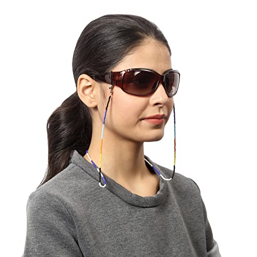Image of VIVID vision Unisex Adult Beads Eyeglass Holder Strap Cord | New Chain Adjust on Sunglasses | Anti-slip Retainer Lanyard String Eyewear Frame | Moti Design | CH-112 | Blue