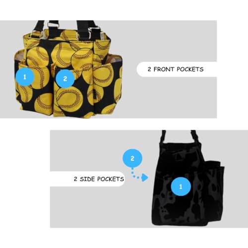 NGIL Small Utility Tote Small Carry on Travel Tote Bags for Women, Women Mini Work Tote Caddy Bag (Softball-black)