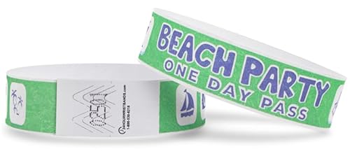 100 Pack Tyvek Wristbands for Ticket Event Concert, Carnival, Waterparks, Party Bracelets for Events (Beach Party)