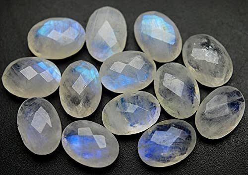Pierre de lune arc-en-ciel ovale facettée 10x14mm de qualité supérieure pour bijoux