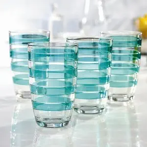 Vasos Style Setter Green Stripe High Ball Set de 4