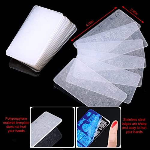 Songjie 10 Pcs Nail Stamp Plate Kit 5 Pcs Nail Stamping Plates + 1 Stamp + 2 Stamp Head + 1 Scraper Butterfly Flower Feather Flowers Roses Nail Plate Template For Women Retro Fashion Art Decoration #TOP1