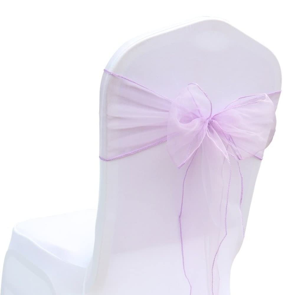 100 pezzi Fiocco per sedia per banchetti Festa di nozze Decorazione natalizia Tessuto in organza trasparente, lavanda, 10 pezzi