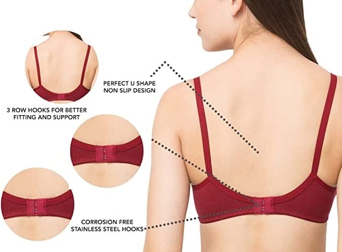 MomToBe Women's Cotton Padded Wire-free Feeding Bra (Pink::Purple::Maroon, 32) 2