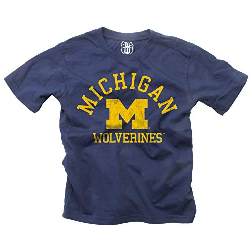 Wes and Willy NCAA Kids S/S Organic Cotton Tee Shirt Michigan Wolverines 5 Midnight