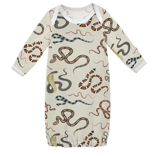 WIFIU Colorful Horrible Snake Pattern Baby Girls Boys Sleeper Gown Cotton Nightgown Long Sleeve, Baby Nightdress Sleeping Clothes for Newborn 3-6 Months Multicolor
