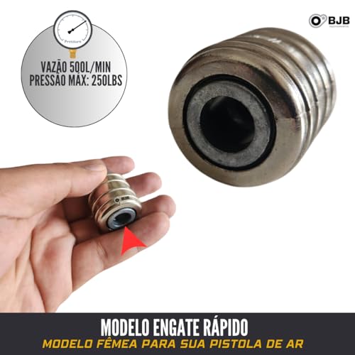 BJB equipamentos - Engate Rápido 1/4 Rosca Fêmea Para Mangueira Compressor, Pacote com 2.