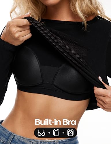 Wingslove Thermal Long Sleeve Built-in Bra for Women Boat Neck Tops for Fall and Winter Basics Shelf Bra Shirts3