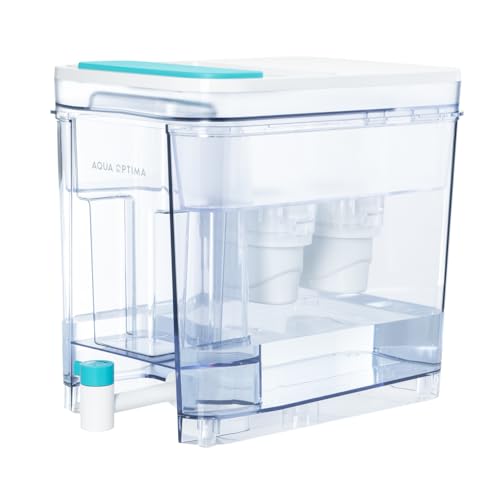 Aqua Optima Pour - Dispensador de Filtro de Agua de 8,2 l con 2 Cartuchos de Filtro de Agua Evolve+, Reduce los microplásticos, Cloro, Cal y Otros contaminantes