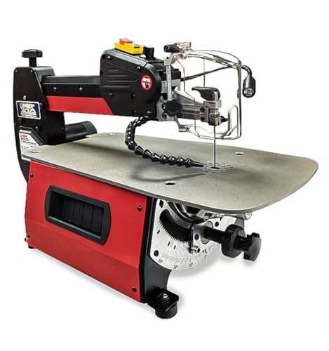 LUMBER JACK 18 Variable Speed Scroll Saw 80W Precision Motor 460mm Throat Depth Adjustable Angles Air Blower Onboard Blade Storage Flexible LED Work Light Ideal for Woodworking