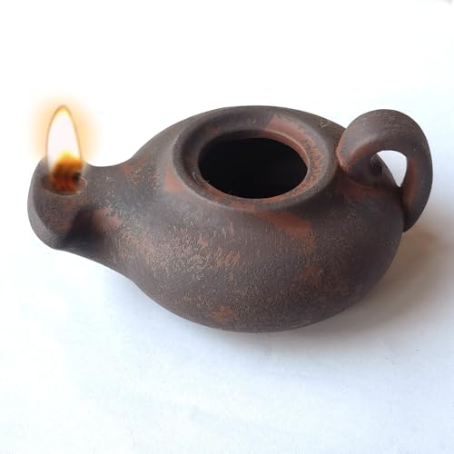 Clay Oil lamp Vintage Replica Imitation Christian Gift Bible Jesus Biblical Oil Ancient Hebrew Oil Lamp (Retro)